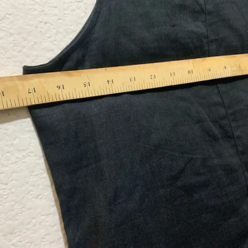 J. Crew Linen Dress button back black size XXS